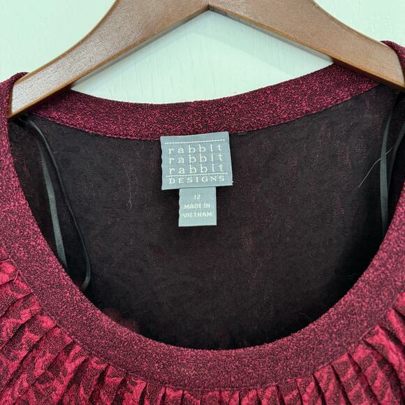 Rabbit Rabbit Rabbit Designs Cranberry Wine Red Mini Dress Women's Size 12 - Picture 6 of 12